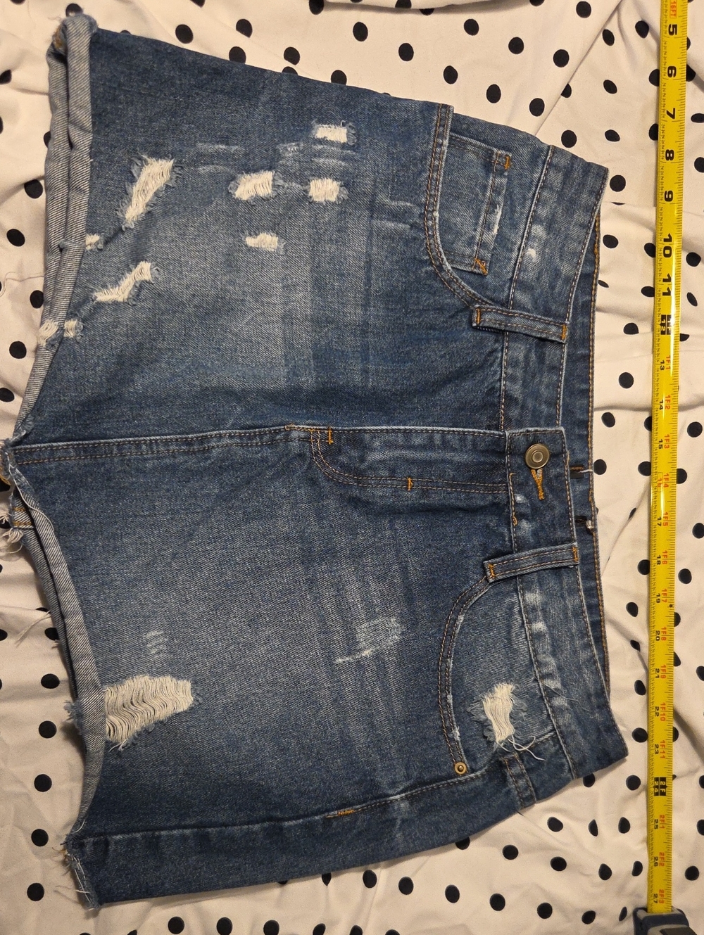 Distressed Blue Denim Cutoff Shorts